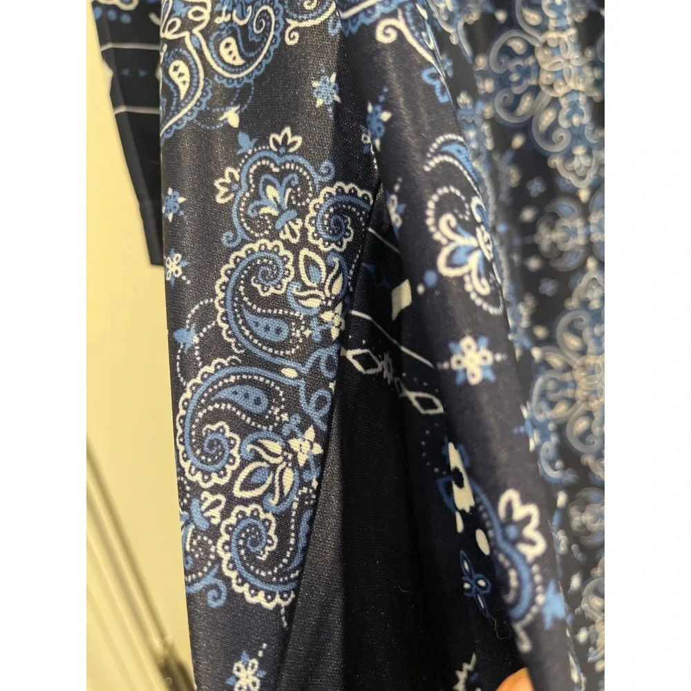 Anthony Richards Navy‎ Blue Bandana Paisley Maxi Lounger Dress Plus Size 4X